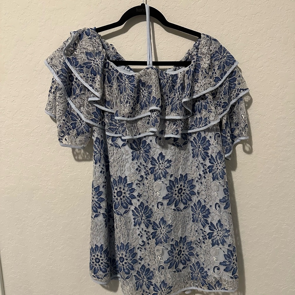Rebecca Minkoff Blue and White Floral Mini Dress